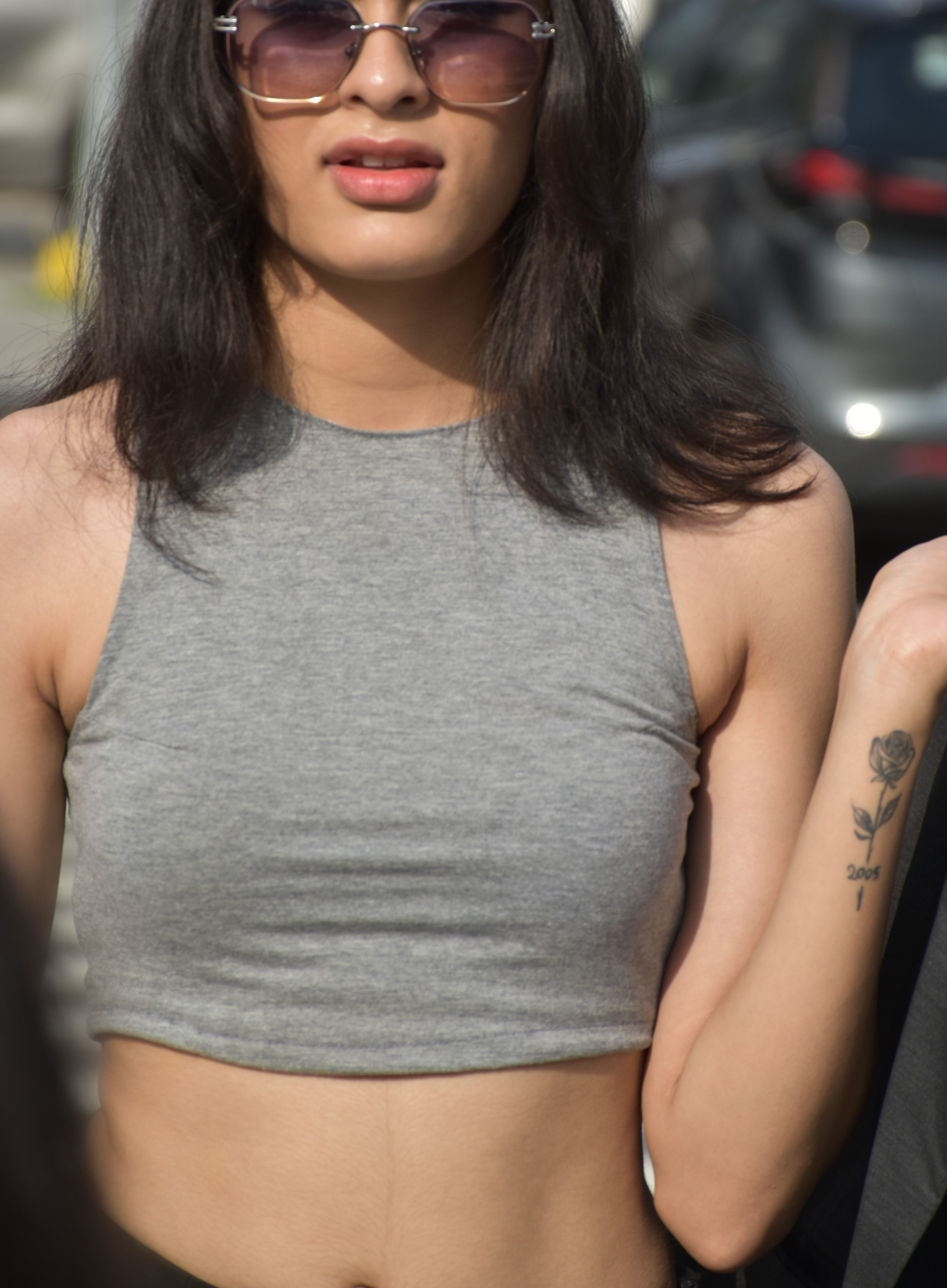 Women’s Grey Melange Crop Top – Stretch Fit for Everyday Comfort