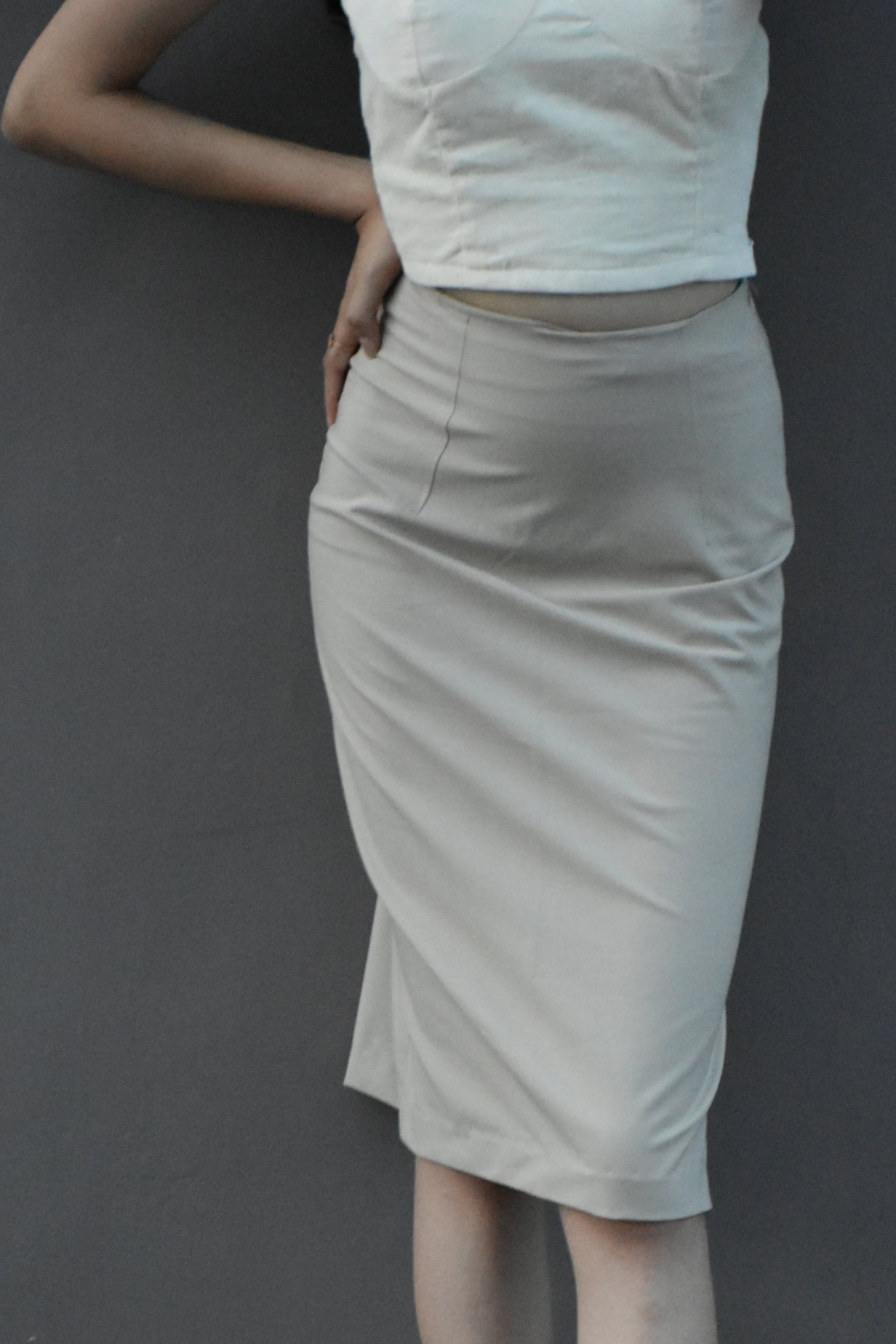 Women’s Beige Midi Skirt – Minimal, Versatile, Work-Ready