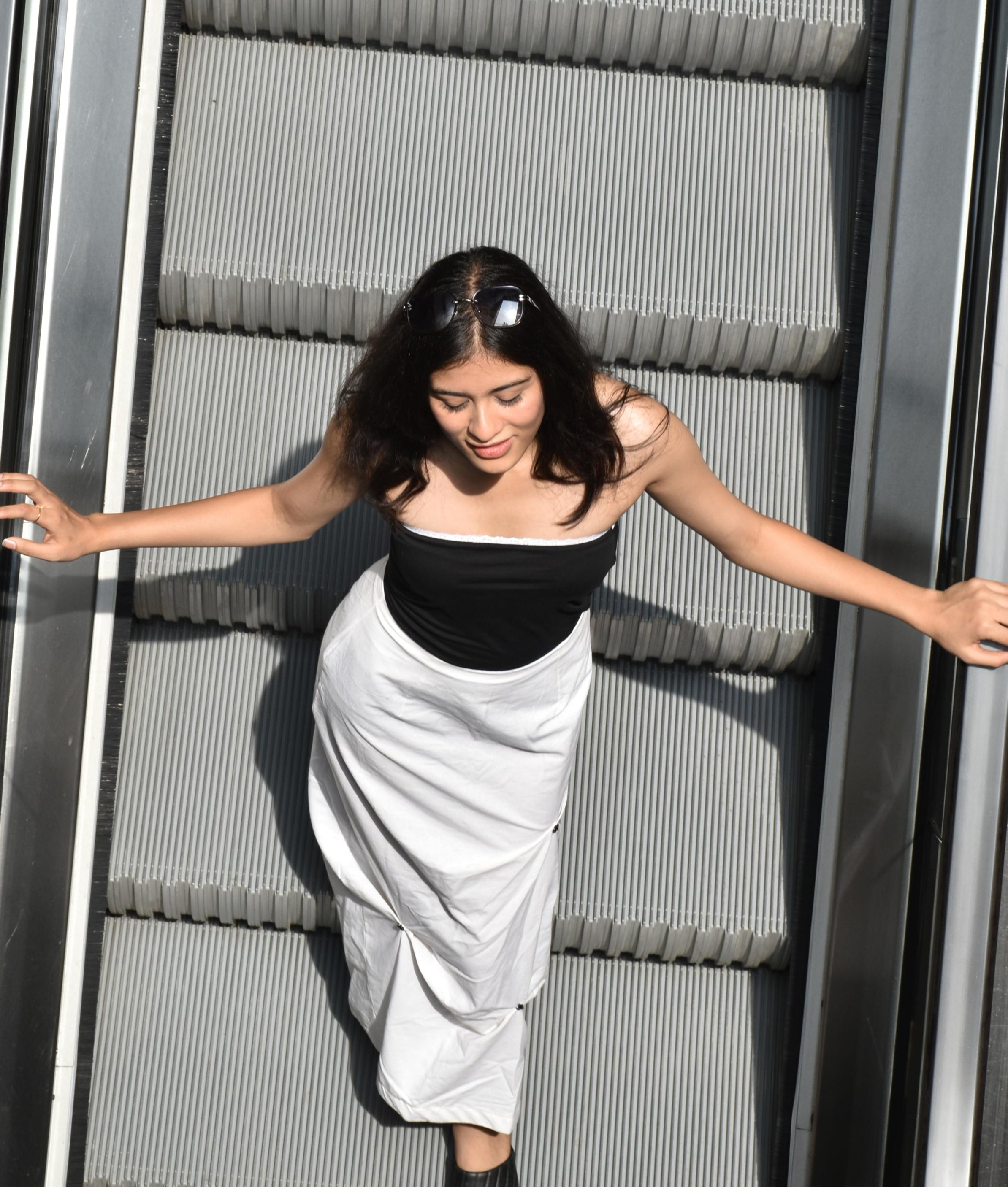 Embellished White Long Skirt for Women Nisarg Exclusive
